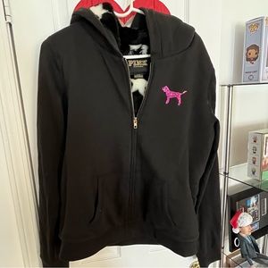 Victoria Secret Love Pink fur lined sparkly detailed sweater Size Large